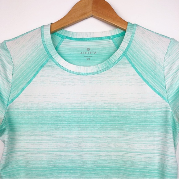 Athleta Running Wild Teal Ombre Short Sleeve Shirt - Picture 6 of 8